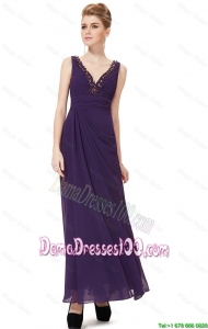 Discount V Neck Ankle Length Prom Dresses with Appliques