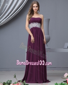 Beautiful Strapless Laced Dama Dresses with Brush Train