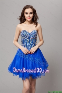 Elegant A Line Lace Up Beaded Dama Gowns in Blue for 2016