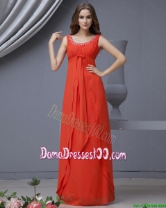Elegant Scoop Beading Red Dama Dress in Chiffon for 2016