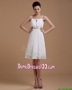 Most Popular Straps White Short Dama Gowns with Beading