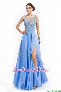 2016 Gorgeous Brush Train Dama Dresses with Appliques and High Slit
