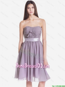 Exquisite Strapless Short Dama Dresses with Belt and Ruching