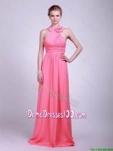 Beautiful Watermelon Dama Dresses with Hand Made Flower and Ruching for 2016
