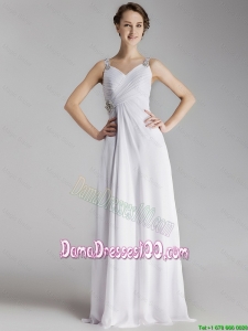 Beautiful Straps Brush Train Dama Gowns with Side Zipper