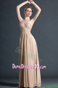 Cute One Shoulder Ruching Dama Dresses in Champagne for 2016