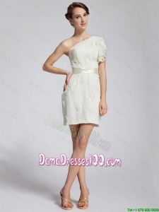 Latest Appliques and Belt Dama Dresses with One Shoulder