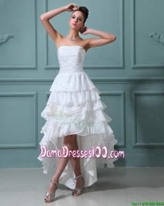 Beautiful Ruffled Layers White Dama Gowns with High Low