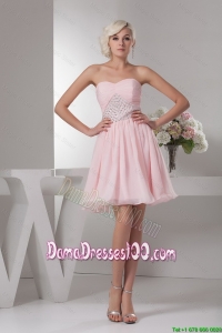 Classical Sweetheart Baby Pink Short Dama Dress with Beading