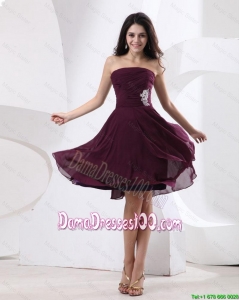 Cute Strapless Brown Short Prom Dress with Appliques