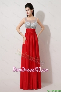Fashionable Side Zipper Red Dama Dresses with Scoop