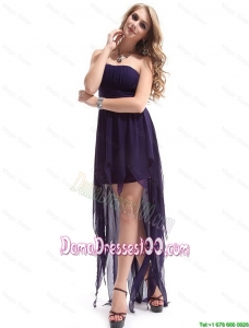 Most Popular Strapless Backless Dama Dresses with High Low
