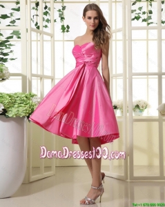 2016 Cheap Hot Pink Short Dama Dresses with Ruching