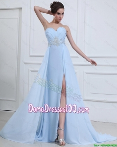 2016 Spring Sweetheart Appliques and Beading Dama Dresses in Light Blue