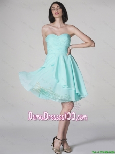 New Style Side Zipper Ruched Short Dama Dresses with Sweetheart