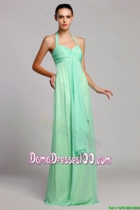 Popular Halter Top Brush Train Dama Dresses with Ruching for 2016 Spring