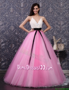 Pretty Multi Color Dama Dresses with Sashes and Sequins for 2016