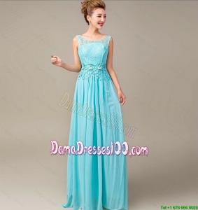Discount Lace Up Appliques and Laced Dama Dresses in Aqua Blue