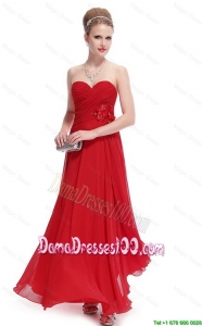 Gorgeous Sweetheart Ruched Red Dama Dresses with Appliques