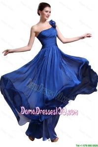 Perfect Royal Blue One Shoulder Dama Dresses with Appliques and Ruching