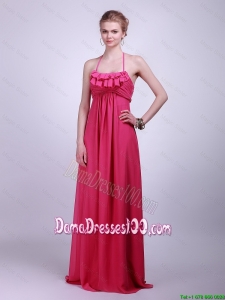 Pretty Halter Top Brush Train Dama Dresses in Hot Pink