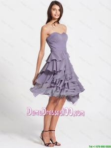 2016 Affordable Short Ruffled Layers Lavender Dama Dresses