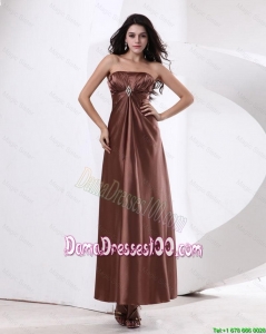 Junior Strapless Dama Dresses With Ankle Length
