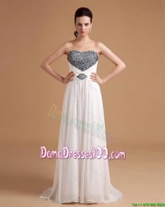 New Arrival Sweep Train Beading Dama Dresses in White