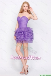 Pretty Sweetheart Lavender Short Dama Dresses with Ruffled Layers