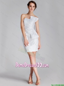 2016 Elegant Column Strapless White Dama Dresses with Mini Length