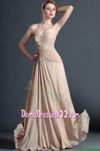 Classical Long Champagne Dama Dresses with Appliques