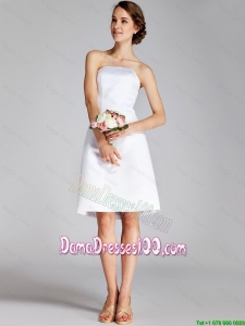 Luxurious Strapless Ruching Short White Dama Dresses