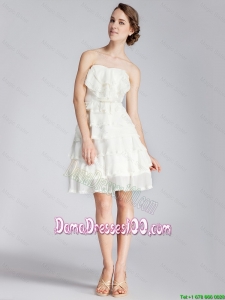 Popular Strapless Short Dama Dresses with Ruffled Layers