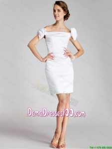 Simple Bowknot Off the Shoulder Dama Dresses in White