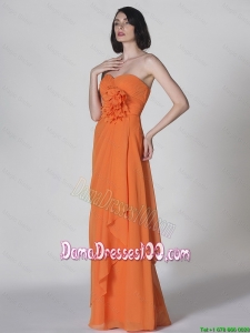 Popular Sweetheart Hand Made Flowers Dama Dresses in Orange