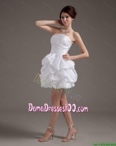 2016 Latest Short Strapless White Dama Gowns with Pick Ups