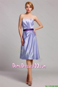 Classical Empire Strapless Short Dama Dresses with Belt in Lavender