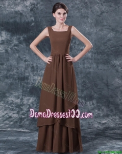 Discount Straps Brown Dama Dresses with Ruching for 2016