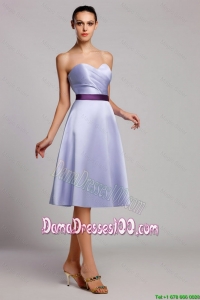 Modern Empire Sweetheart Short Dama Dresses with Belt for Homecoming
