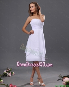 Romantic 2016 Ruching Short Dama Dresses in White