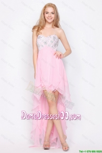 Wonderful Empire Sweetheart High Low Dama Dresses with Beading