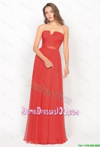 Beautiful Strapless Belt and Ruched Dama Dresses in Red