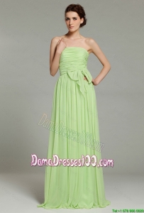 Discount Apple Green Brush Train Dama Dresses in Bowknot and Ruching