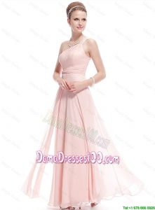 Fashionable Beaded Side Zipper Dama Dresses in Baby Pink