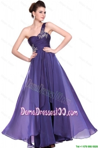 New Arrivals One Shoulder Purple Dama Dresses with Beading
