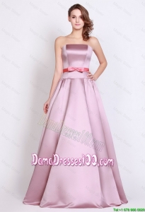 New Style Strapless Brush Train Dama Dresses with Bowknot