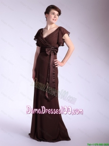 Elegant Belt and Bowknot Brown Dama Dresses with Brush Train