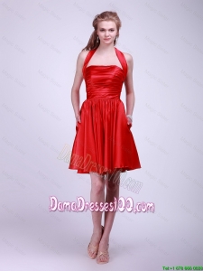 Wholesales Short Ruched Red Dama Dresses with Halter Top
