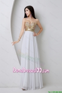 Beautiful Empire Sequined White Dama Dresses with Beading