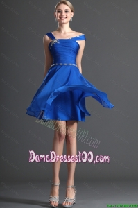Discount Straps Beading Royal Blue Short Dama Dresses for 2016
